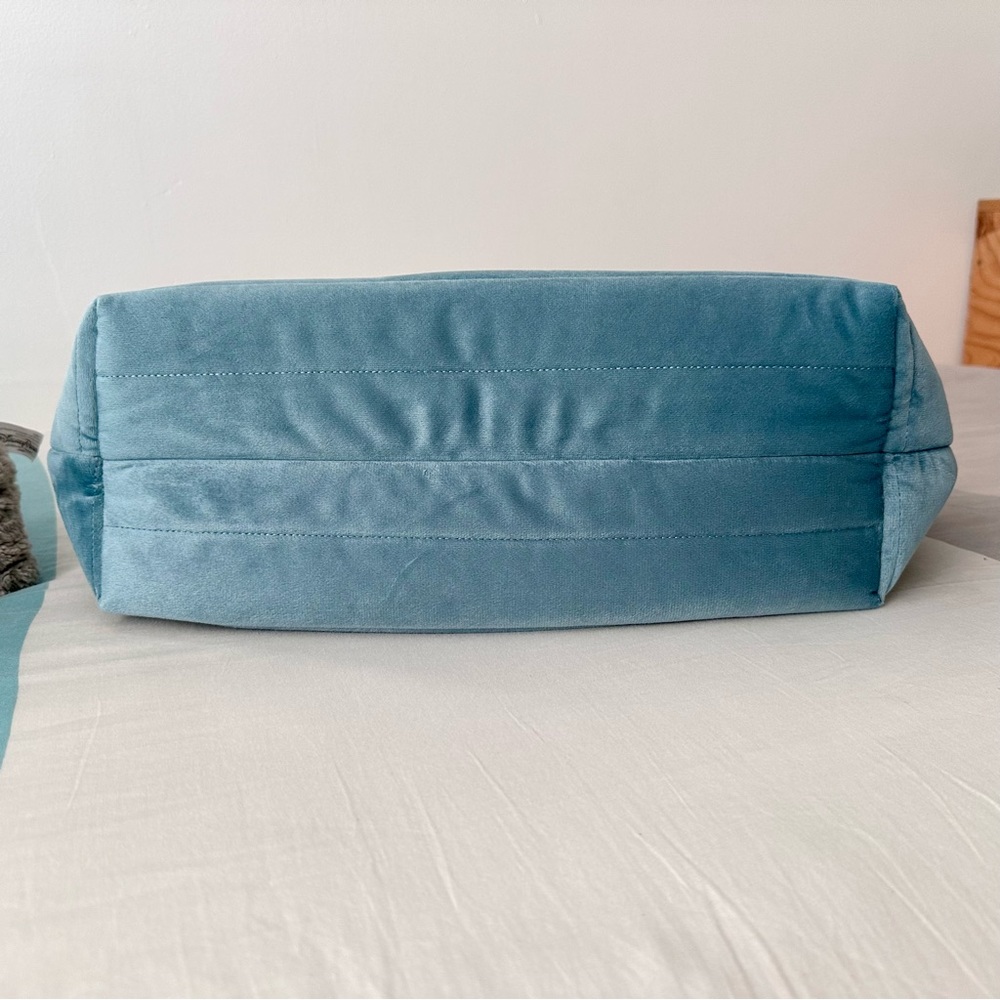 Silver Blue Quilted Velvet Tote - Picture 8 of 8